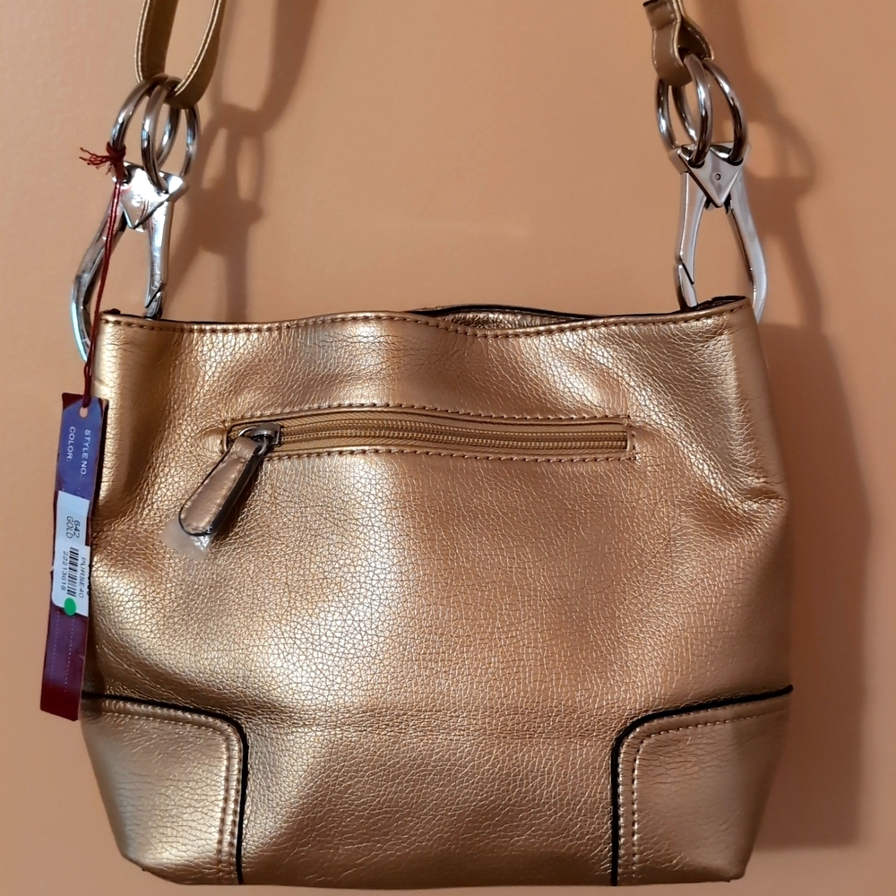 Gold Crossbody Bag with Silver Hardware - Unbranded